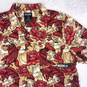Massive shirt koi carp fish print button down NWT button down men XL cotton red